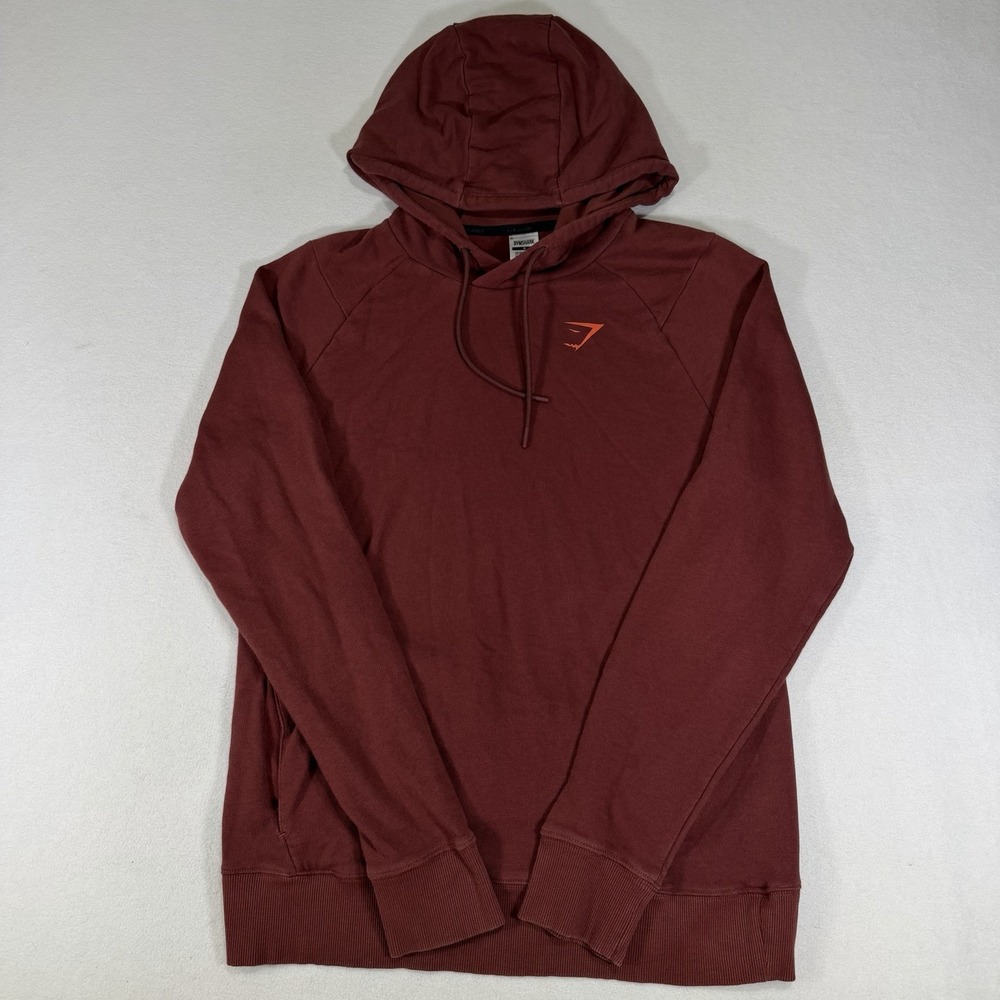 Gymshark Bold Pullover Hoodie Mens‎ Medium Cherry Brown Sweatshirt Embroidered